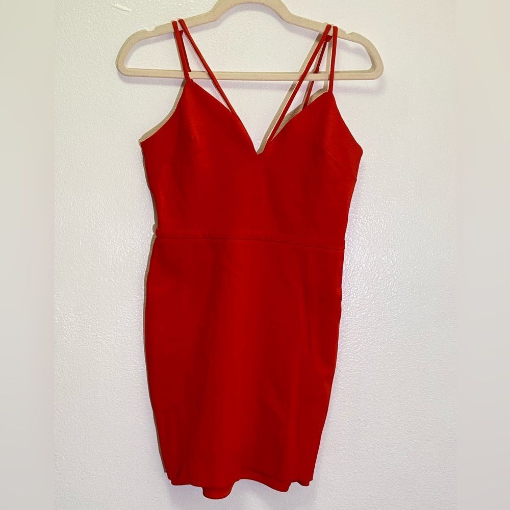 BEBE - Orange Strappy bandage Bodycon Mini Dress - size S - Picture 2 of 6